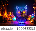 a magic owl made of color glass mystery spectral glowing fire eye 109955538