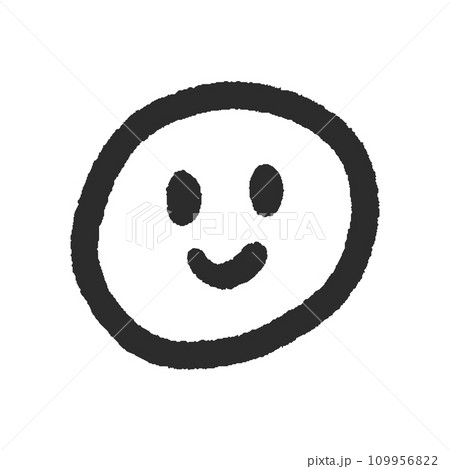 手書きのかわいい笑顔の顔文字 - シンプルな線画の絵文字のデザイン素材 109956822