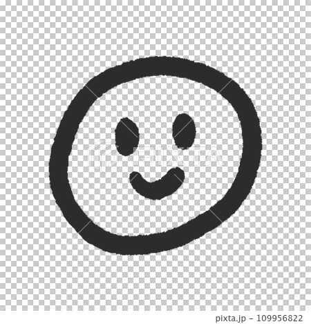 手書きのかわいい笑顔の顔文字 - シンプルな線画の絵文字のデザイン素材 109956822