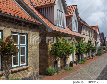 the city of Schleswig at the river schlei in germany 109957055