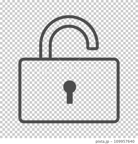 Vector icon illustration of a simple line drawing of an unlocked padlock 109957640