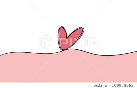 Heart continuous one line drawing on white and pink background. Valentines Day trendy minimalist concept. Vector illustration 109958068