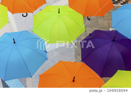Multiple colorful umbrellas. Fashion and accesories concept 109958094