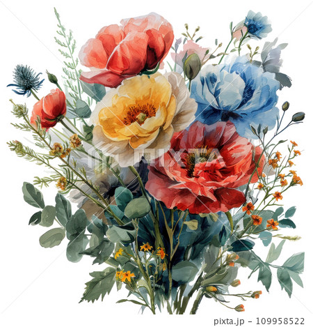 watercolor wedding bouquet isolated 109958522