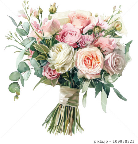 watercolor wedding bouquet isolated 109958523