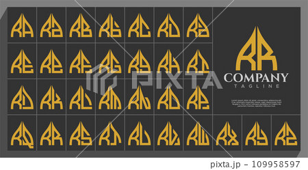 Luxury line arch dome letter R RR logo design set 109958597