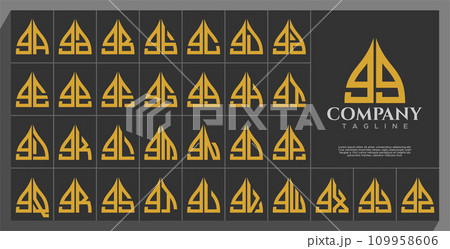 Luxury line arch dome lowercase letter G GG logo, number 9 99 design set Luxury line arch dome lowercase letter G GG logo, number 9 99 design set 109958606