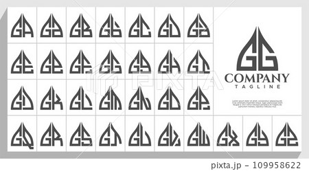 Bundle of abstract arch dome letter G GG logo design 109958622