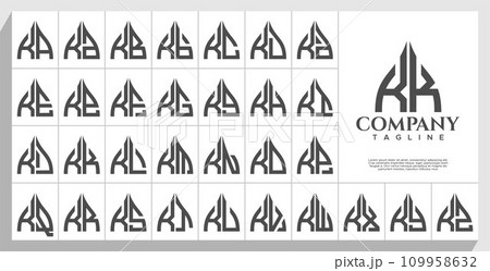 Bundle of abstract arch dome letter K KK logo design 109958632