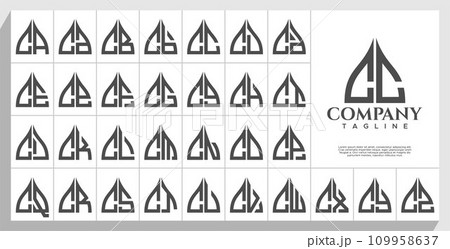 Bundle of abstract arch dome letter C CC logo design 109958637