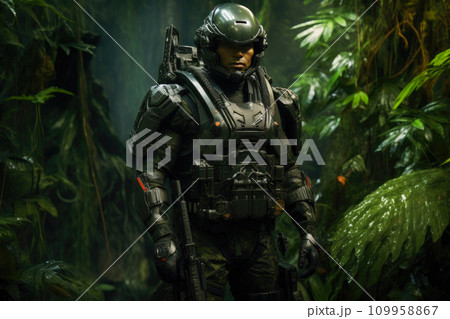 Augmented Soldier in High-Tech Rainforest Warfare Augmented Soldier in High-Tech Rainforest Warfare 109958867