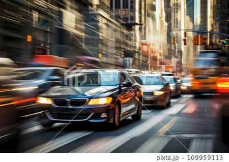 Dynamic Urban Commute: Blurred Cars in Bustling NYC Dynamic Urban Commute: Blurred Cars in Bustling NYC 109959113