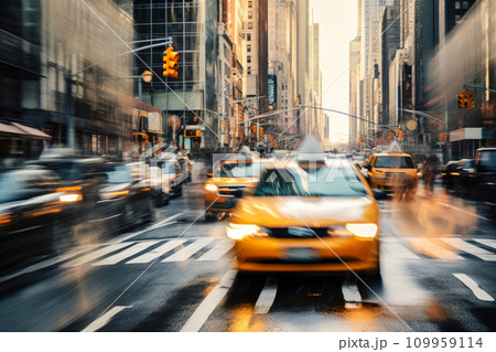 Hustle and Flow: Motion-Blurred Vehicles in Downtown New York Hustle and Flow: Motion-Blurred Vehicles in Downtown New York 109959114