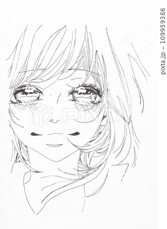 Drawing in the style of anime. Picture of a girl in the picture Drawing in the style of anime. Picture of a girl in the picture 109959386
