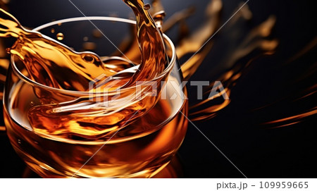 AI-generated content. A glass of liquid is being poured into a cup, AI 109959665