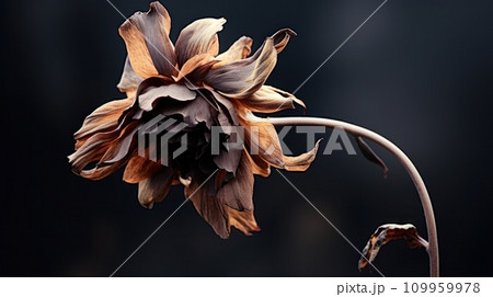 AI-generated content. A close up of a flower that is dying and falling apart, AI 109959978