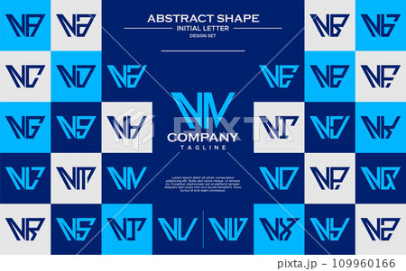Modern line abstract trapezium letter N NN logo design set 109960166