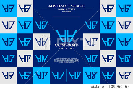 Modern line abstract trapezium letter H HH logo design set 109960168