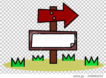 方角を案内する木製の立看板イラスト 方角を案内する木製の立看板イラスト 109960202