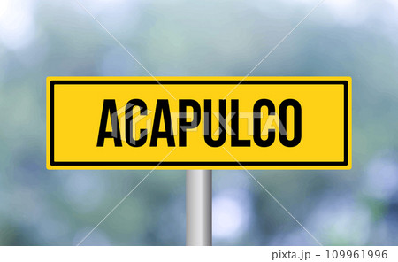 Acapulco road sign on blur background 109961996