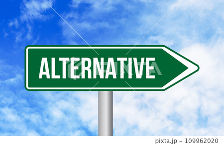 Alternative road sign on sky background Alternative road sign on sky background 109962020