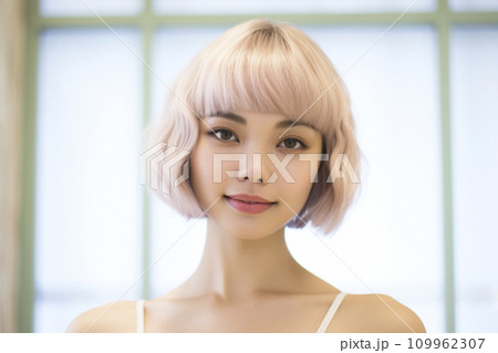 金髪 ショートカット女性 109962307