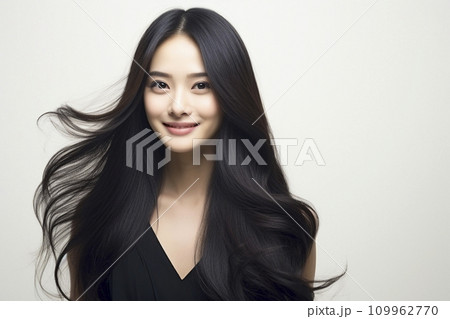 黒髪ロングヘアー 日本人女性 109962770