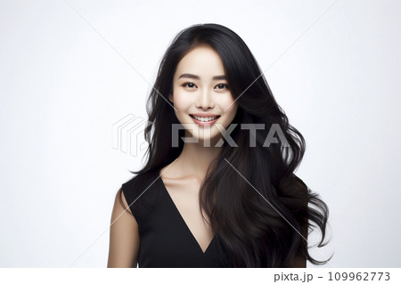 黒髪ロングヘアー 日本人女性 109962773