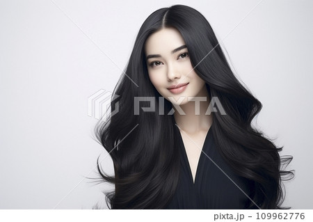 黒髪ロングヘアー 日本人女性 109962776