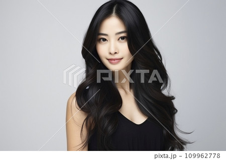 黒髪ロングヘアー 日本人女性 109962778