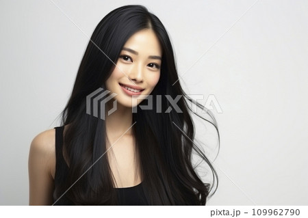 黒髪ロングヘアー 日本人女性 109962790