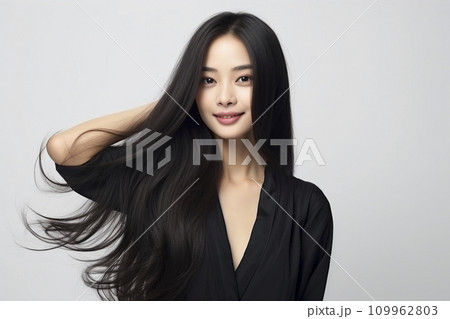 黒髪ロングヘアー 日本人女性 109962803