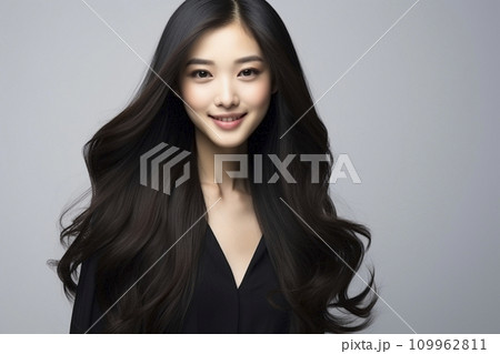 黒髪ロングヘアー 日本人女性 109962811