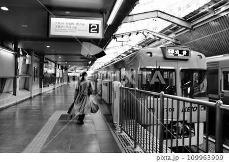 急いで電車に乗ろうとする女性 東京 急いで電車に乗ろうとする女性 東京 109963909