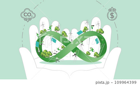 ESG sustainability policy in hand. Carbon credit calculate from reduce carbon footprint and carbon dioxide to carbon offset. Infinity in Hand. ESG sustainability policy in hand. Carbon credit calculate from reduce carbon footprint and carbon dioxide to carbon offset. Infinity in Hand. 109964399
