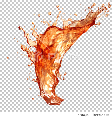 Refreshing cola drink with fizzy bubbles, featuring a lively splash on a clear background, perfect for summer refreshment, food and drink background, Ai generative Refreshing cola drink with fizzy bubbles, featuring a lively splash on a clear background, perfect for summer refreshment, food and drink background, Ai generative 109964476