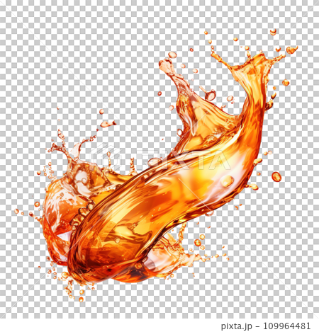 Refreshing cola drink with fizzy bubbles, featuring a lively splash on a clear background, perfect for summer refreshment, food and drink background, Ai generative 109964481