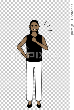 African senior woman claps her chest 109964543