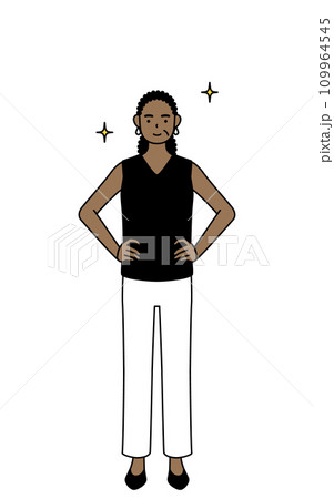 両手を腰に当てたアフリカ系シニア女性 109964545