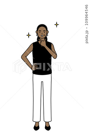 自信家のポーズを取るアフリカ系シニア女性 109964546