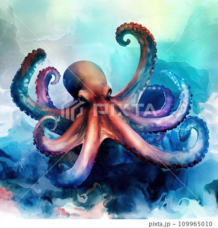 one octopus with various watercolor one octopus with various watercolor 109965010
