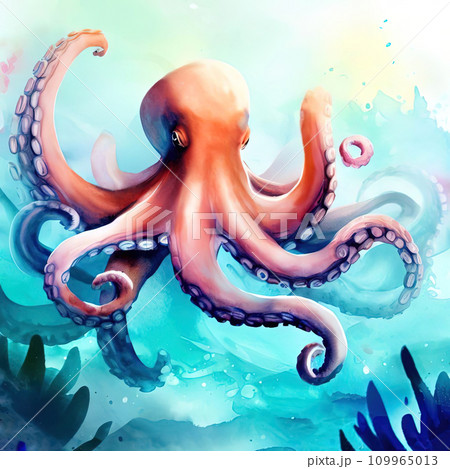 one octopus with various watercolor one octopus with various watercolor 109965013