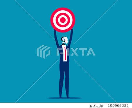 Robot holding target to success. Artificial intelligence business vector illustration 109965383