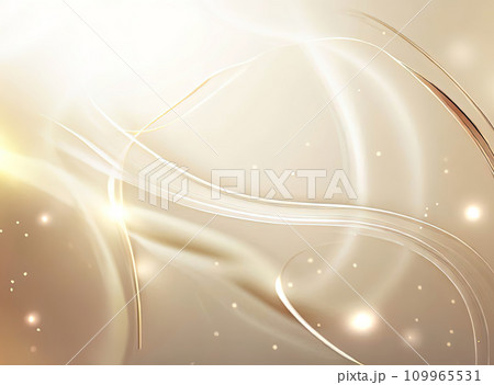 Luxury cream color background with golden line elements and curve light effect decoration and bokeh Luxury cream color background with golden line elements and curve light effect decoration and bokeh 109965531