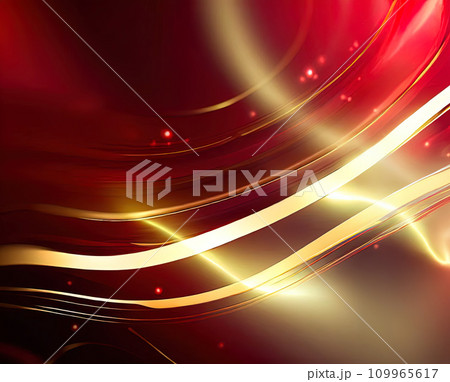 Luxury red color background with golden line elements and curve light effect decoration and bokeh  109965617