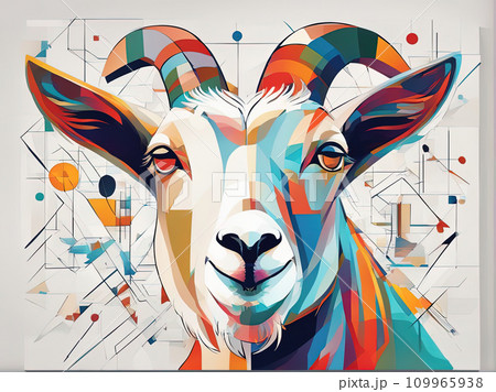 abstract painting face of a goat abstract painting face of a goat 109965938