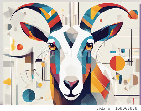 abstract painting face of a goat abstract painting face of a goat 109965939