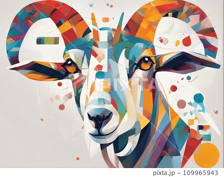abstract painting face of a goat abstract painting face of a goat 109965943
