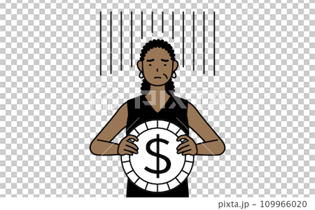 Image of foreign exchange losses and weak dollar, African senior woman Image of foreign exchange losses and weak dollar, African senior woman 109966020