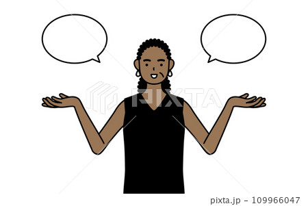 ふきだしつき、比較をするアフリカ系シニア女性 109966047